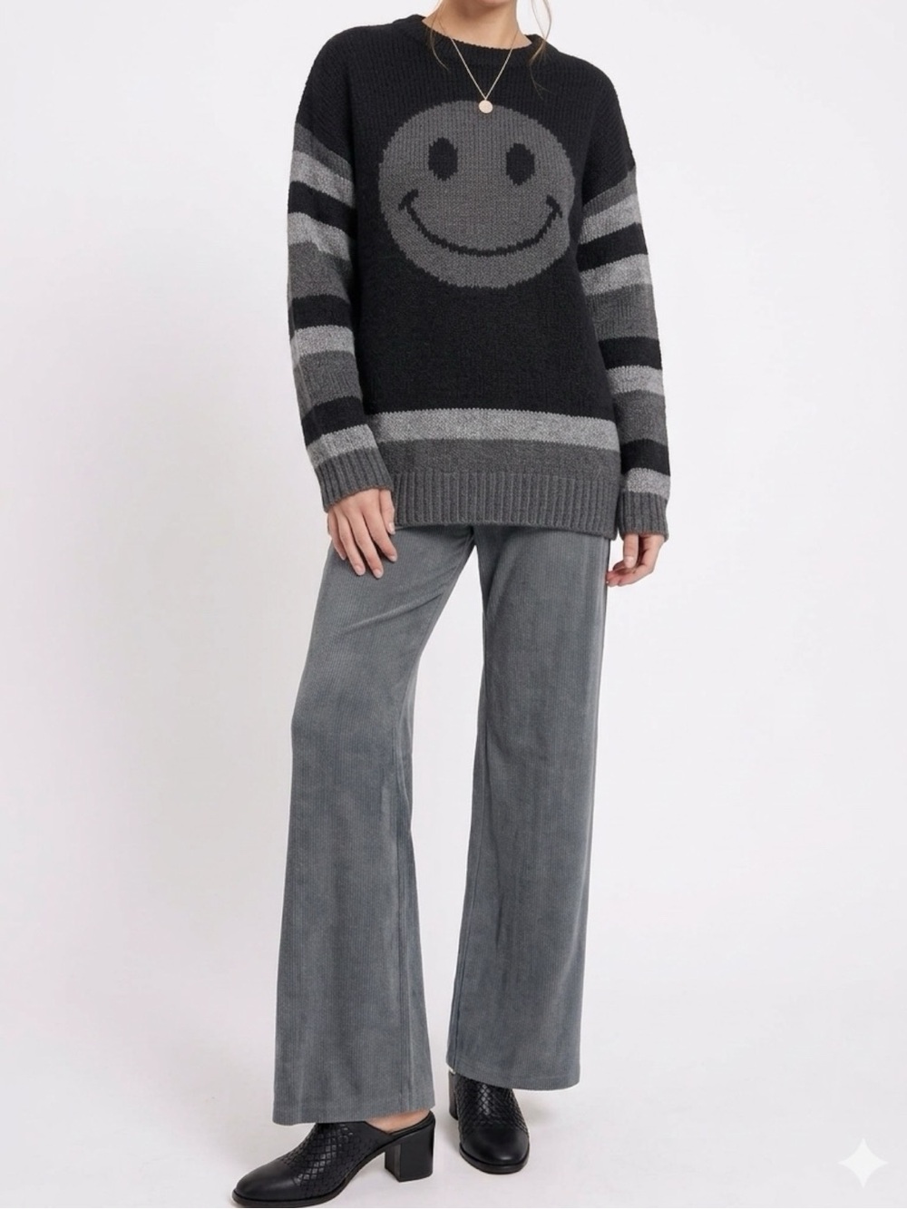 Easel LA Ribbed Corduroy Wide Leg Lounge Blue Gray Pants NWT